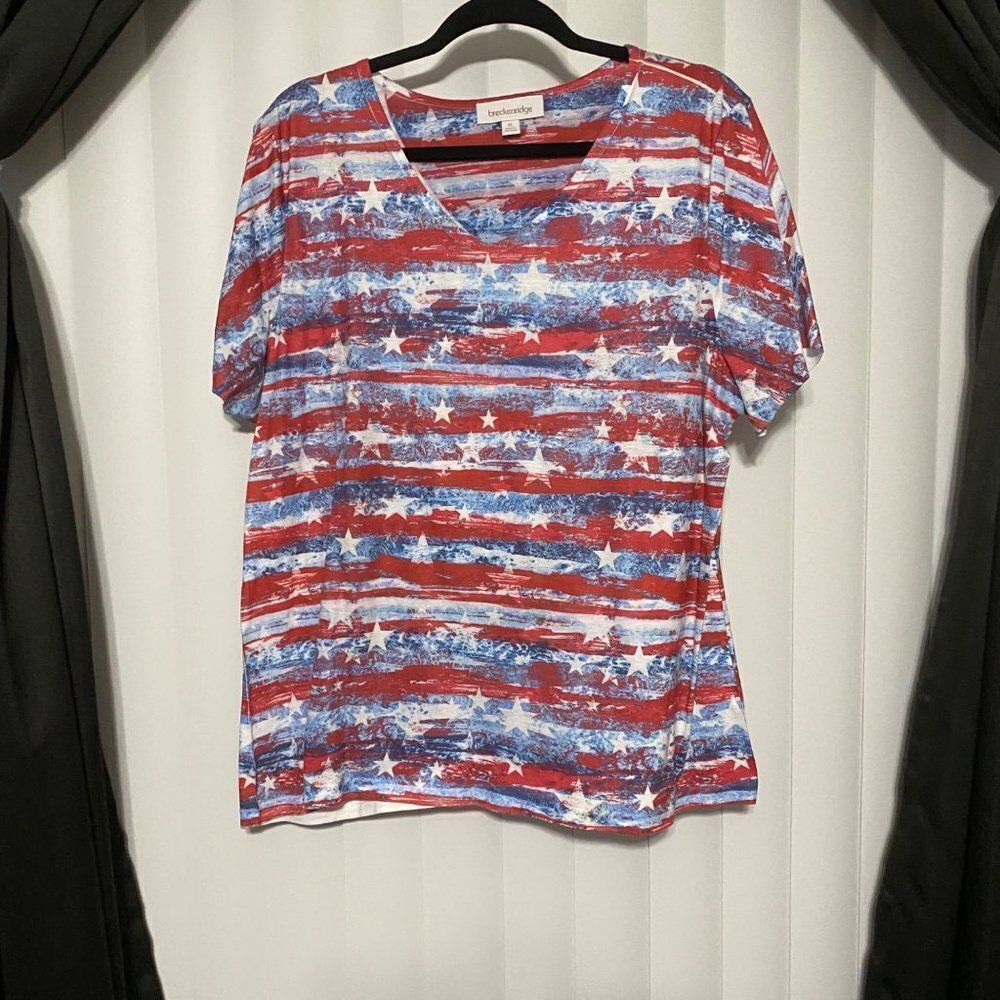 Breckinridge patriotic w/stars v neck blouse